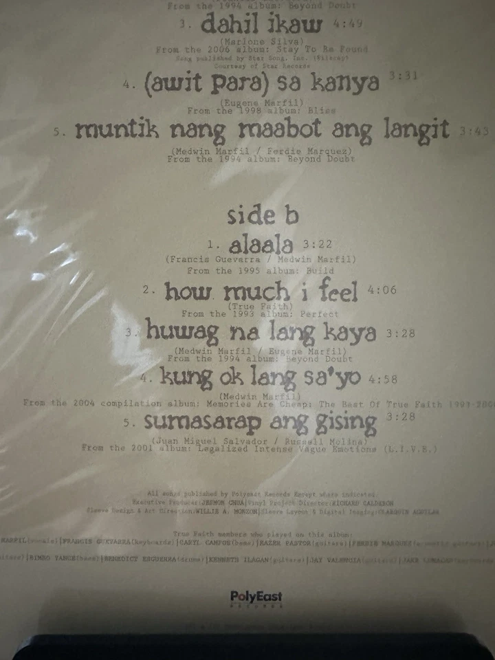 TRUE FAITH -The Perfect Collection Philippines OPM New  Vinyl - Image 4 of 4