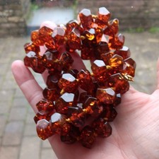 Vintage Cognac Baltic Amber Faceted Bead Necklace Hand Knotted 75g