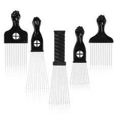 5 Pcs Afro Comb Metal African American Pick Comb Hairdressing Styling Tool Hair