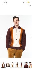 BRAND NEW Sergio Tacchini Bruni Collection Cable-Knit Cardigan Sweater Brown