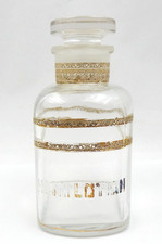 VINTAGE PHARMACY GLASS HAND LOTION APOTHECARY JAR BOTTLE WITH STOPPER
