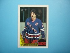 1987/88 O-PEE-CHEE NHL HOCKEY CARD #159 RON GRESCHNER EX/NM AUTO AUTOGRAPH OPC
