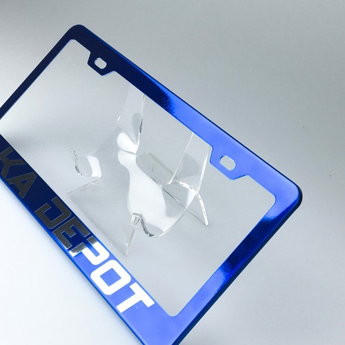 KA Depot Custom Laser Engraved Stainless Steel License Plate Frame Blue Chrome - Picture 6 of 12