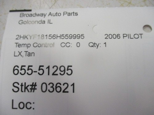 2006 Pilot A/C Temperature Control with Manual controls 03-08 - Picture 3 of 3