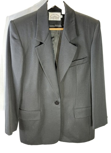 Vintage 100% Wool Blazer & Pencil Skirt Set Black Fully Lined Woman’s SZ-8 - Picture 4 of 12