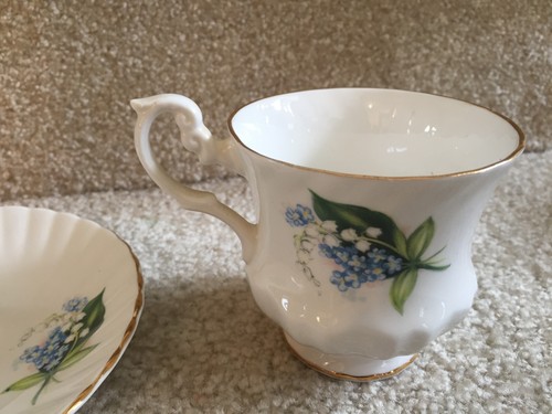 Royal Dover Bone China Cup Saucer Set Lily of Valley Forget Me Knots FREE SHIP - Picture 7 of 9