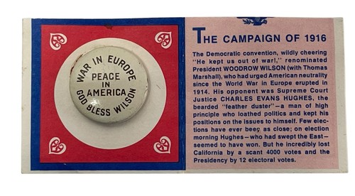 Prendedor de botón Peace in America Wilson Campaign of 1916 1972 Amoco Oil Company - Imagen 3 de 4