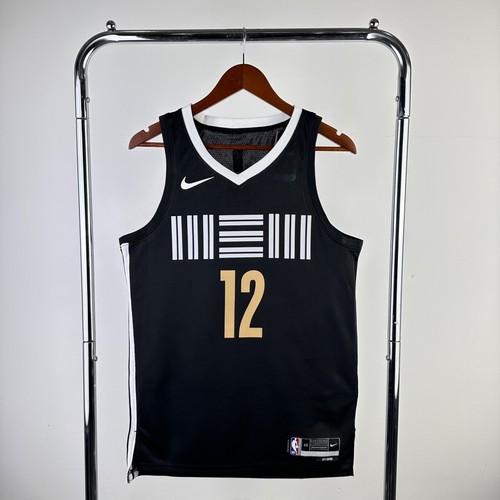 New JA MORANT #12 YOUTH L MEMPHIS GRIZZLIES BLACK JERSEY BASKETBALL Kobe Edwards