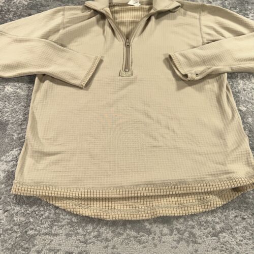VTG US Military Sweater Mens Medium M Beige 1/4 Zip Waffle Knit Lightweight Y2K - Picture 3 of 12