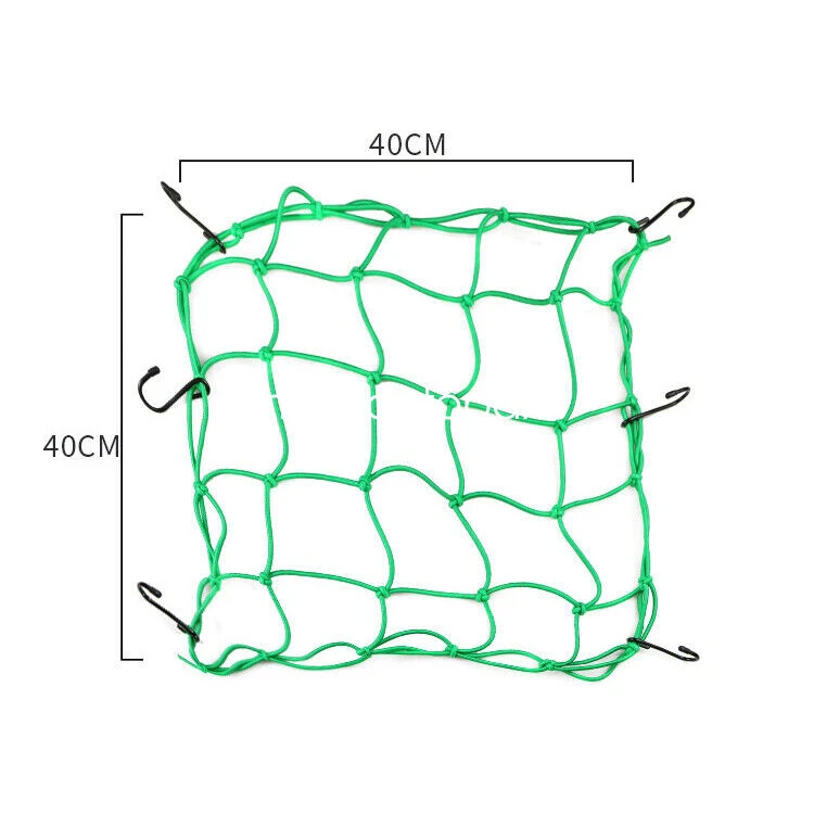 40*40CM Motorcycle Elasticated Luggage Cargo Net Strong Webbing Straps Tie Green Foto 2 de 4