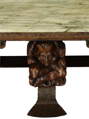 Vintage Coffee Table Courtiers Renaissance Fish Tail Feet Green Marble Iron - Picture 4 of 5