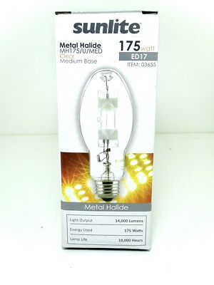 Sunlite Metal Halide Lamp 175W Pulse Start 10,000 Hours Life 14000 Lumen 4000K