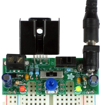 Adafruit Adjustable Breadboard Power Supply Kit, Adjustable Output (184)