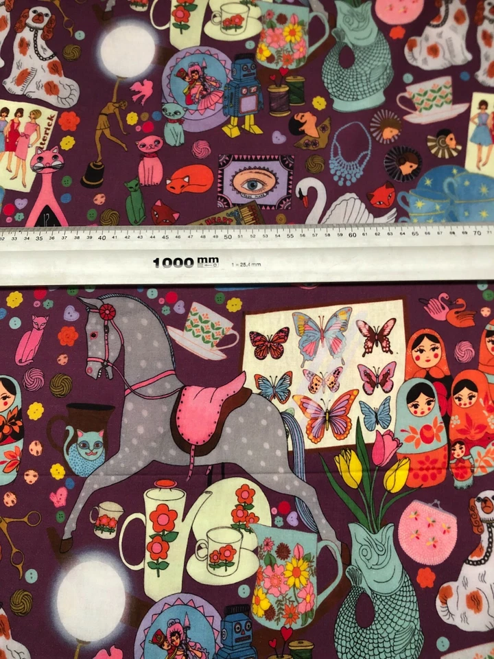 Stoff Meterware Baumwollstoff Baumwolle 50 cm Märchen Matroschka Pferd Abstrakt  - Bild 4 von 4