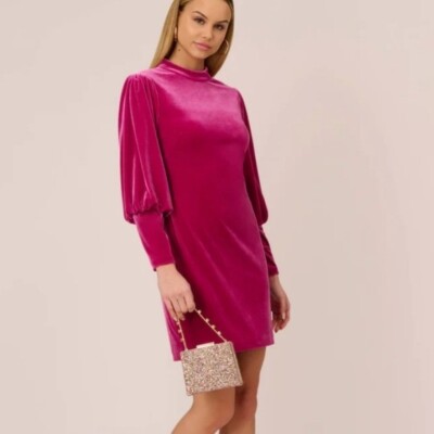 NWT Aidan Mattox Women Velvet Short hot pink Sheath cocktail dress sz 6 |  eBay