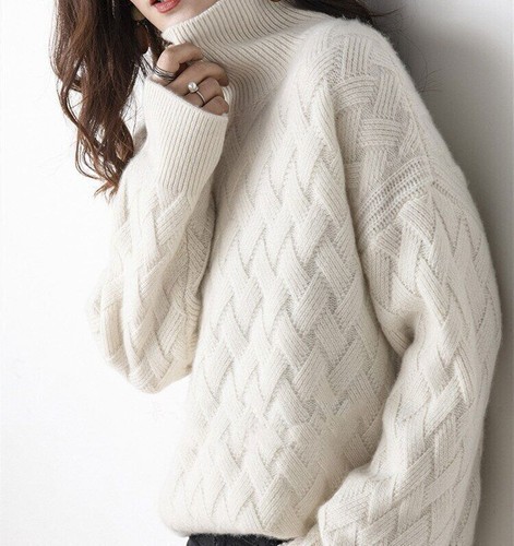 Maglione donna collo alto autunno e inverno maglione pigro sciolto e spesso - Foto 5 di 9