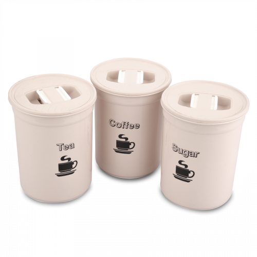 3 Stück Runde Kunststoff Tee Kaffee Zucker Aufbewahrung Luftdicht Küche Kanister Gläser Kannen - Bild 5 von 11