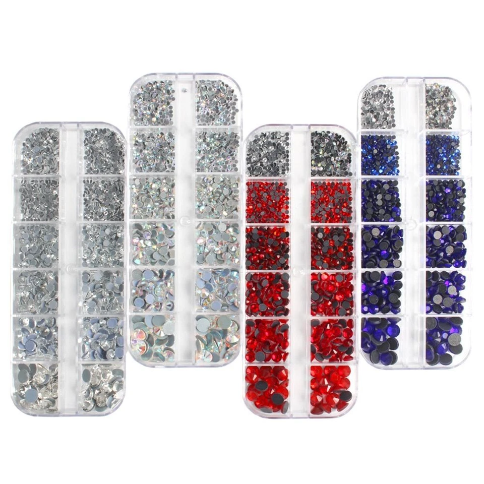 Flatback Strass 12 Grades Caixa Conjunto 1200 peças Cristal Pedra Contas Kit de Roupas Contas - Imagem 3 de 4