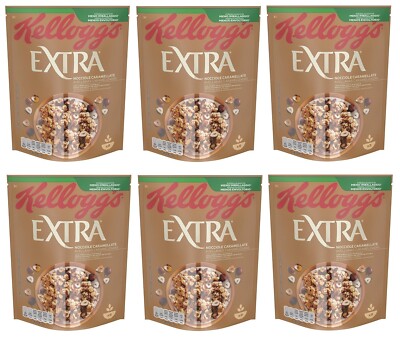 6x Kellogg's Extra Haferflocken mit Karamellisierte Haselnüsse 100%Vollkorn 375g