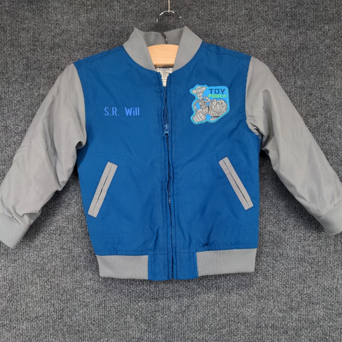 Disney Store Kids Toy Story S.R. Will Varsity Jacket Blue Gray XCH