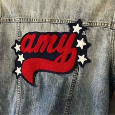 Rails Custom Knox Letterman Vintage Wash Distressed Denim Jacket Amy Small