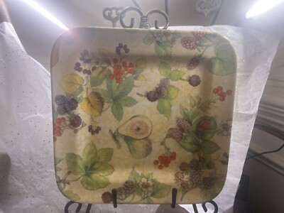 La Primula Vintage Ceramic Square Platt Made in Italy Figs & Wild Berries 11 x11