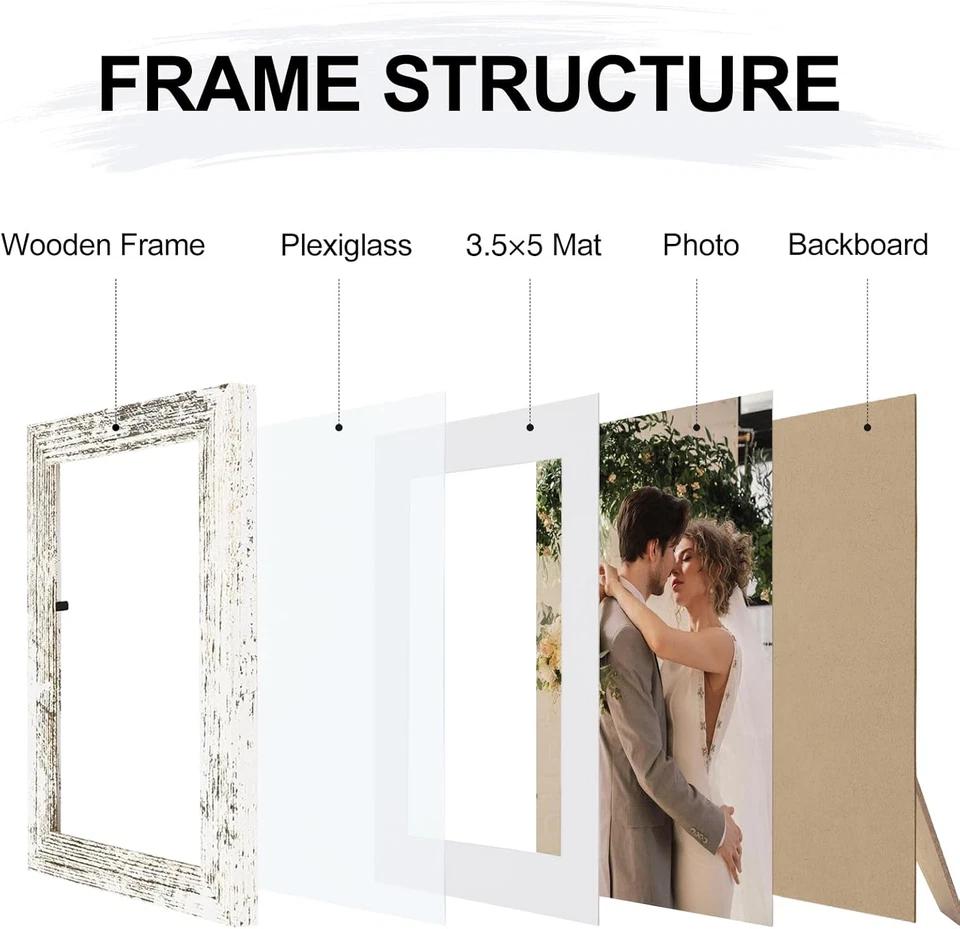 4X6相框,展示图片3.5X5带垫子或4X6无垫子,Rustic Ph — 第 2/4 张图片