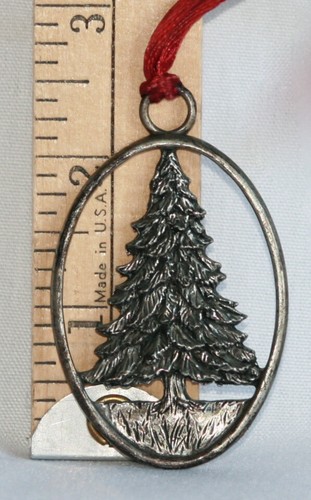 Seagull Pewter 1992 Christmas Pine Tree Oval Holiday Ornament Etain Zinn Canada - Picture 2 of 6