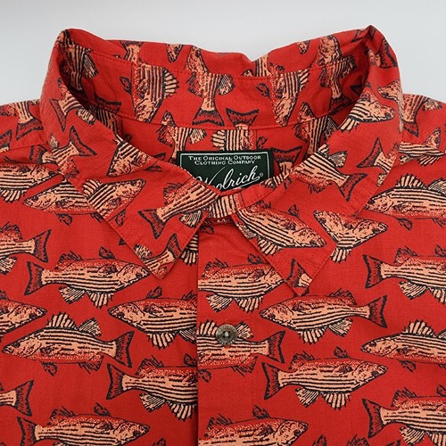 Woolrich All Over Print Fly Fishing Button Up Shirt Men's Size XXL/TTG Red - Picture 4 of 12