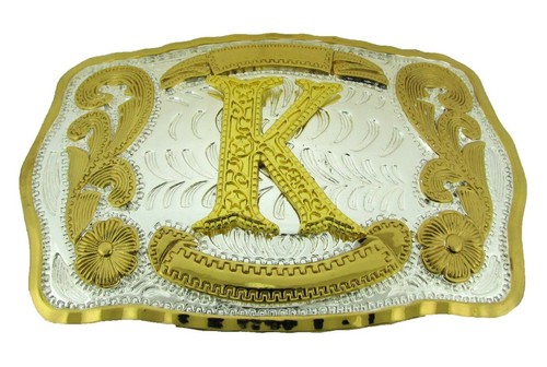Initial Belt Buckle Letter N E W A B C D G J L R S M e n Women Western Rodeo BIG - Picture 8 of 62