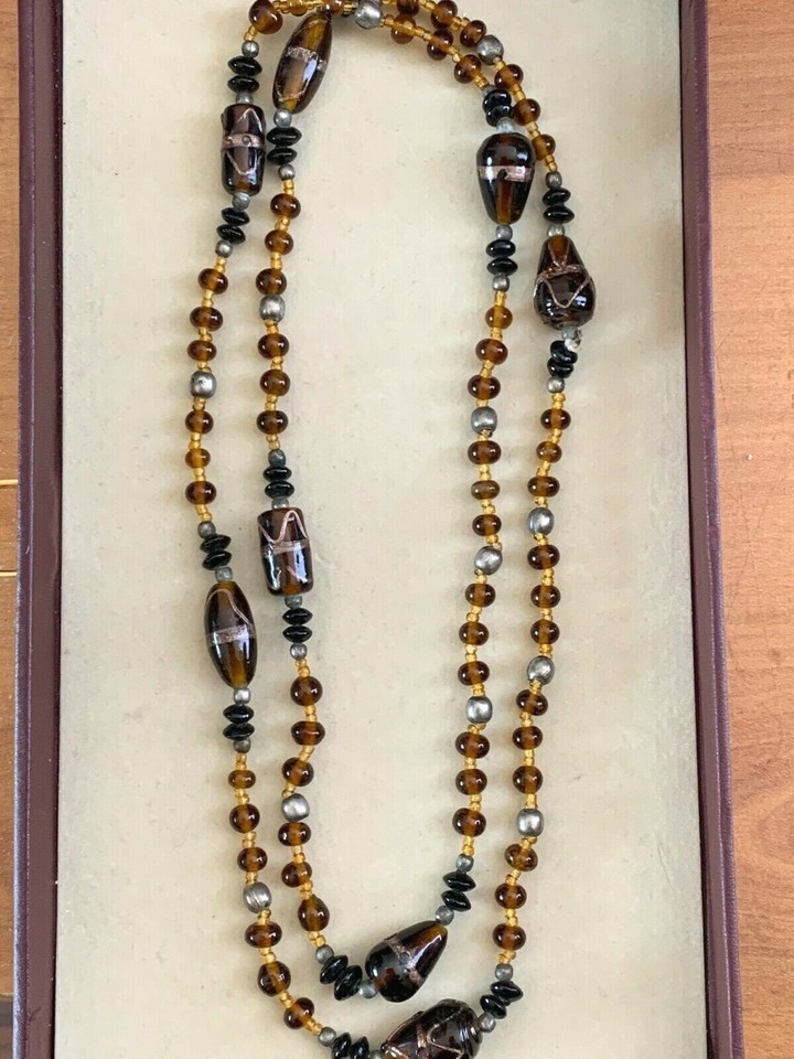 Beautiful Vintage Creator Necklace Murano Glass Beads 108cm eBay