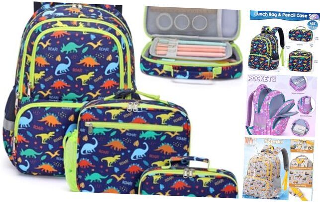 Fimibuke Waterproof Dinosaur Backpack for Boys – 3-Piece A3 Green Kids Backpack Set for School and Travel Fimibuke Waterproof Dinosaur Backpack for Boys – 3-Piece A3 Green Kids Backpack Set for School and Travel