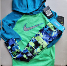 Nike Girls Size 6 /XS Winter Dri-fit Leggings Hoodie Blue Green Sweatshirt 75