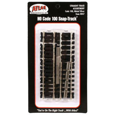 Atlas 847 HO-Scale Code 100 Straight Track Assortment (12 pieces) Nickel Silver