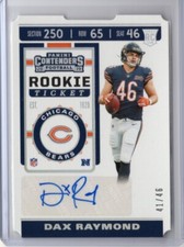 2019 Panini Contenders Rookie Ticket Stub Auto Dax Raymond 278 Bears #'d 41/46
