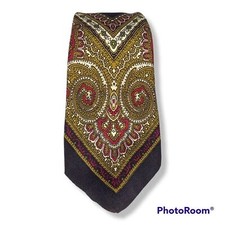 Vintage Sears Silk Paisley Narrow Neck Tie-100 Silk-Retro-70s-USA Made-53"