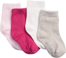 NEW GAP Toddler Girls Solid Cotton Crew Socks Pink Neutrals 4-Pack 2-3 YRS