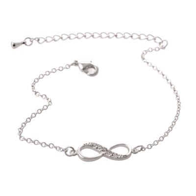 Unendlich U Bracciale Donna Simbolo Infinito Con Stelle In Argento Sterling 925 - Regolabile, Ipoallergenico (B5432-silver)