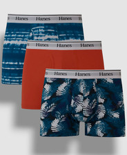 Hanes Underwear Men's Red Blue Tagless Platinum Boxer Brief Trunk 3-Pack Size L