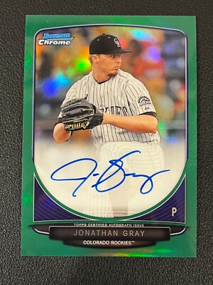 Jonathan Gray 2013 Bowman Chrome Prospect Auto Green Refractor /75 Rockies
