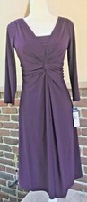 Chaps Ladies Twist Knot modest Vneck Dress NWT Aubergine sz. Sm. Orig. 85.00