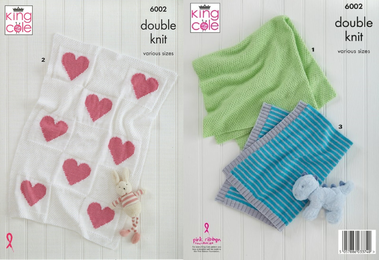 Easy Knit Double Knitting Pattern Baby Blankets King Cole DK 6002 - Image 3