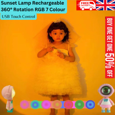 Sonnenuntergang Lampe LED Astronaut Projektor Wiederaufladbar Regenbogen Roboter USB Licht 7 Farben
