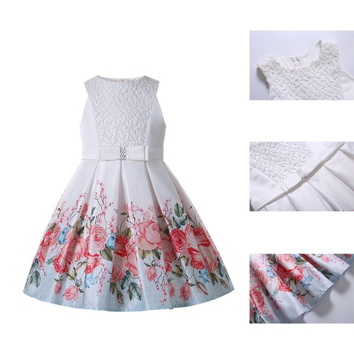 Spanish Girls Flower Dress Pleated Communion Party Dresses Lace A-line Summer US - Picture 1 of 10