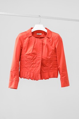 Nina Ricci Ruffle Hem Coral Jacket, Size FR 40