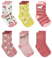 NEW John Deere Girls 6-Pack Crew Socks Size 2T-4T, 4-6