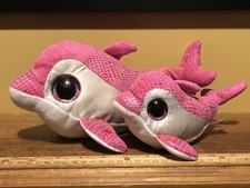 SPARKLES DOLPHIN PAIR Beanie Boos TY Pink Set of 2 Plush 8  12  Lot Mom Baby