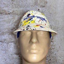 NOS Vintage Sherwin Williams Colorful Paint Splatter White Sun Visor H4a