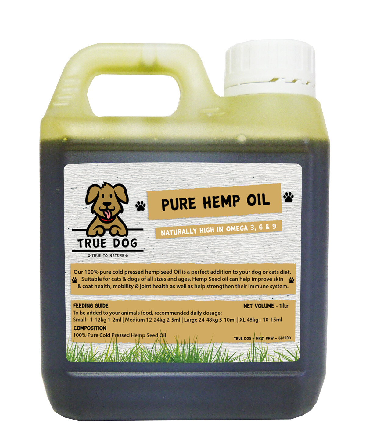 True Dog Pure Oils for dogs 1 litre Pump Hemp, Salmon Oil or Flaxseed