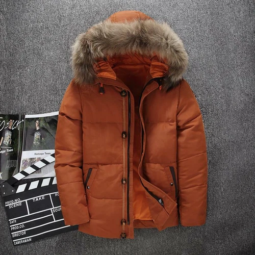 Herren Winterparka Wintermantel Pelzkragen Steppmantel Kapuzen Daunenjacke-M/4XL - Bild 15 von 22